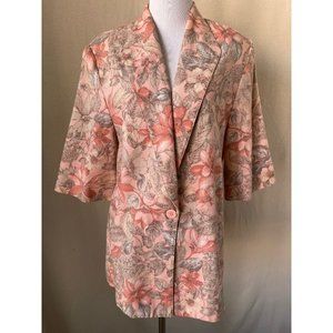 Southern Lady Vintage Floral Short Sleeve 1-Button Blazer, Size 15/16